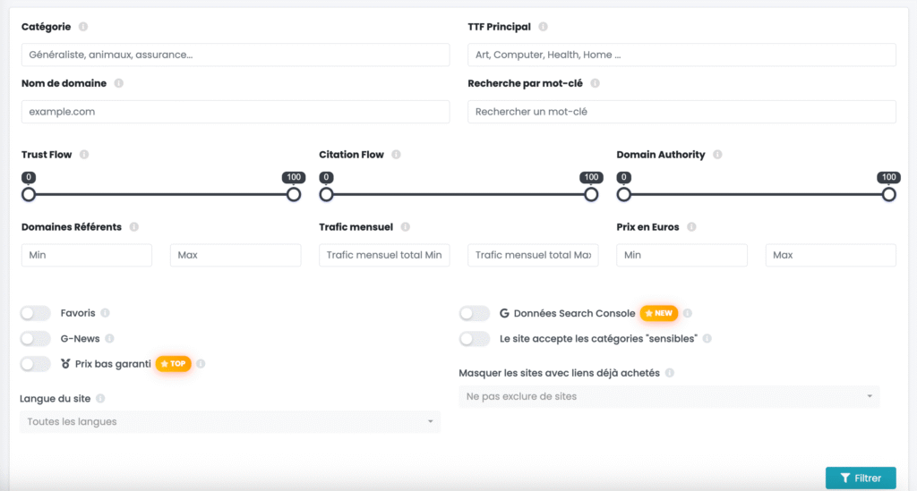 tableau de bord linkavista 